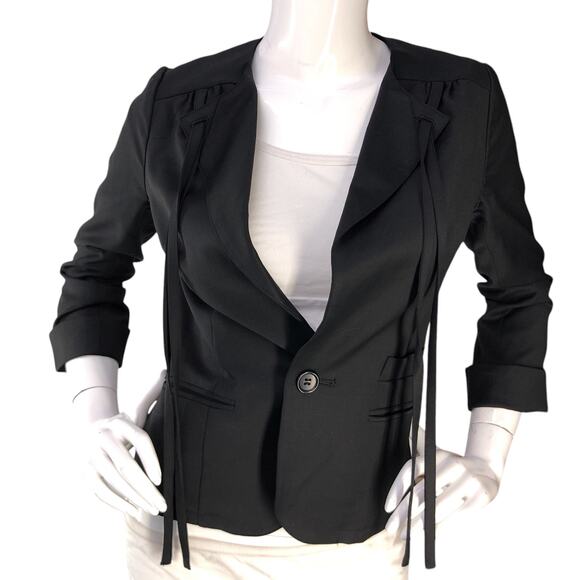 Jelly Garcia Womens Size XS Blazer Jacket One Button Partial Lining Lapel Straps - Picture 10 of 16
